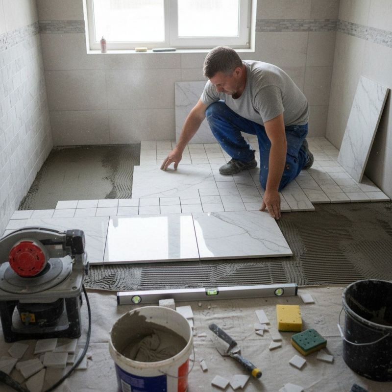 White Marble Tile Installation in Kansas City, KS